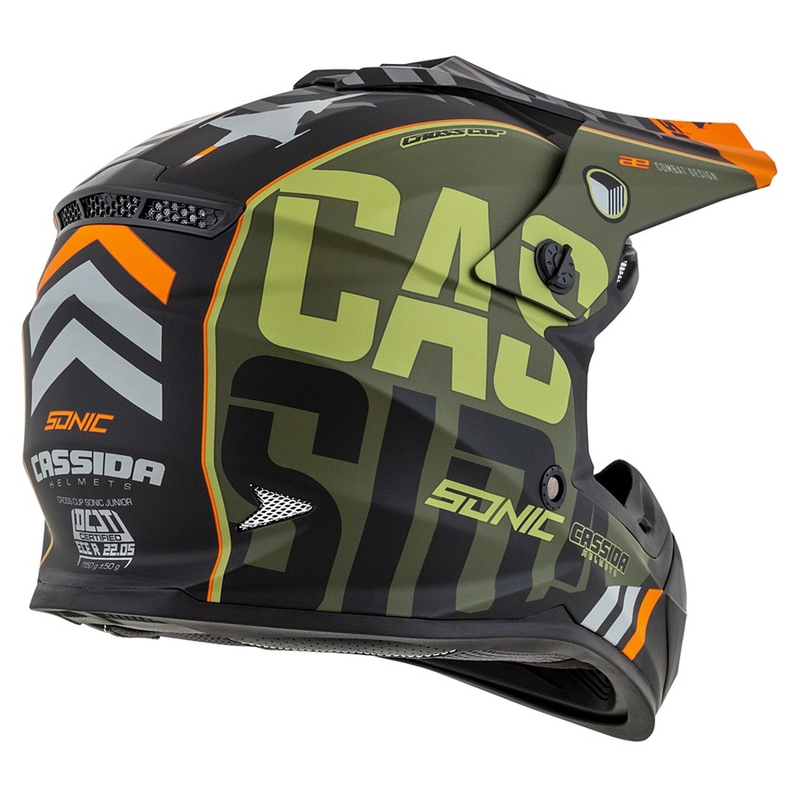 Otroška motokros čelada Cassida Cross Cup Sonic Junior oranžno-zelena mat razprodaja