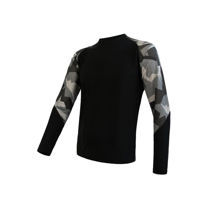 Moška termalna majica Sensor Merino Impress black-mask - dolgi rokav razprodaja