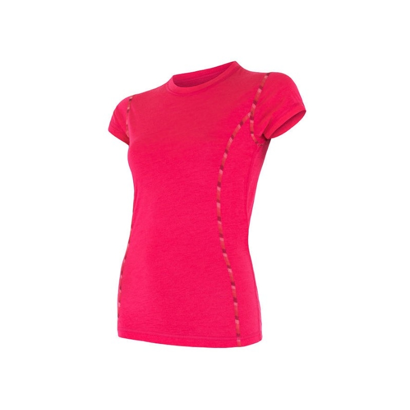 Ženska funkcionalna majica Sensor Merino Air pink - kratek rokav razprodaja