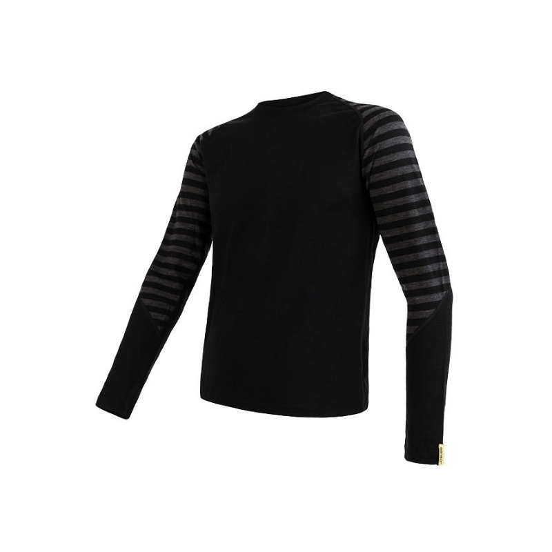 Moška funkcionalna majica Sensor Merino Active black-grey - dolgi rokavi razprodaja