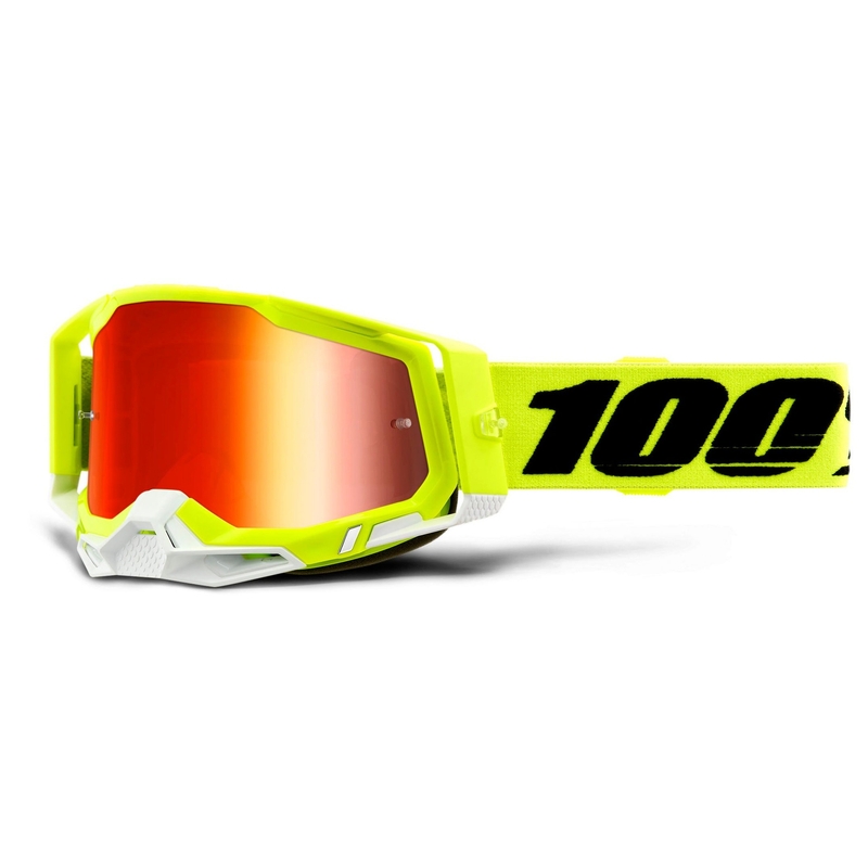 Motokros očala 100% RACECRAFT 2 fluo rumena (rdeča zrcalna pleksi stekla)