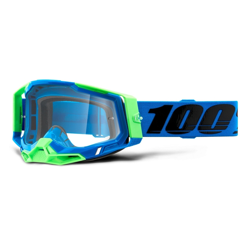 Motokros očala 100% RACECRAFT 2 modro-zelena (prozoren pleksi)