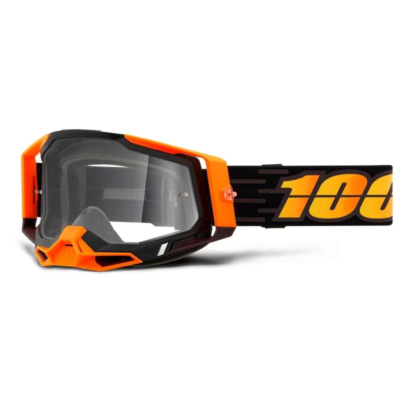 Motokros očala 100% RACECRAFT 2 črno-oranžna (prozoren pleksi)
