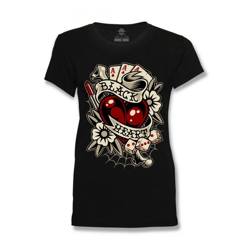 Ženska majica Black Heart Rockabilly Heart T-Shirt