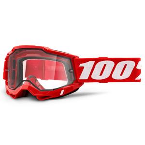 Motokros očala 100% ACCURI 2 rdeča (dvojni prozorni pleksi)
