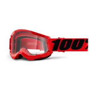 Otroška očala za motokros 100% Strata 2 rdeča (prozoren pleksi)