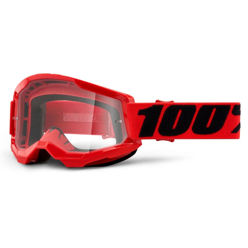 Motokros očala 100% STRATA 2 rdeča (prozoren pleksi)