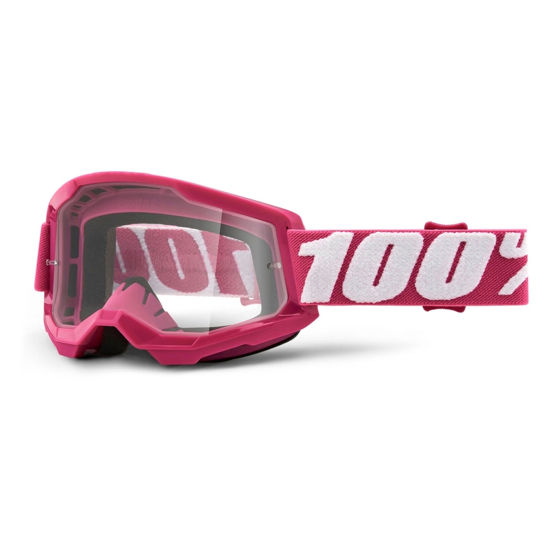 Motokros očala 100% STRATA 2 Fletcher roza (prozoren pleksi)