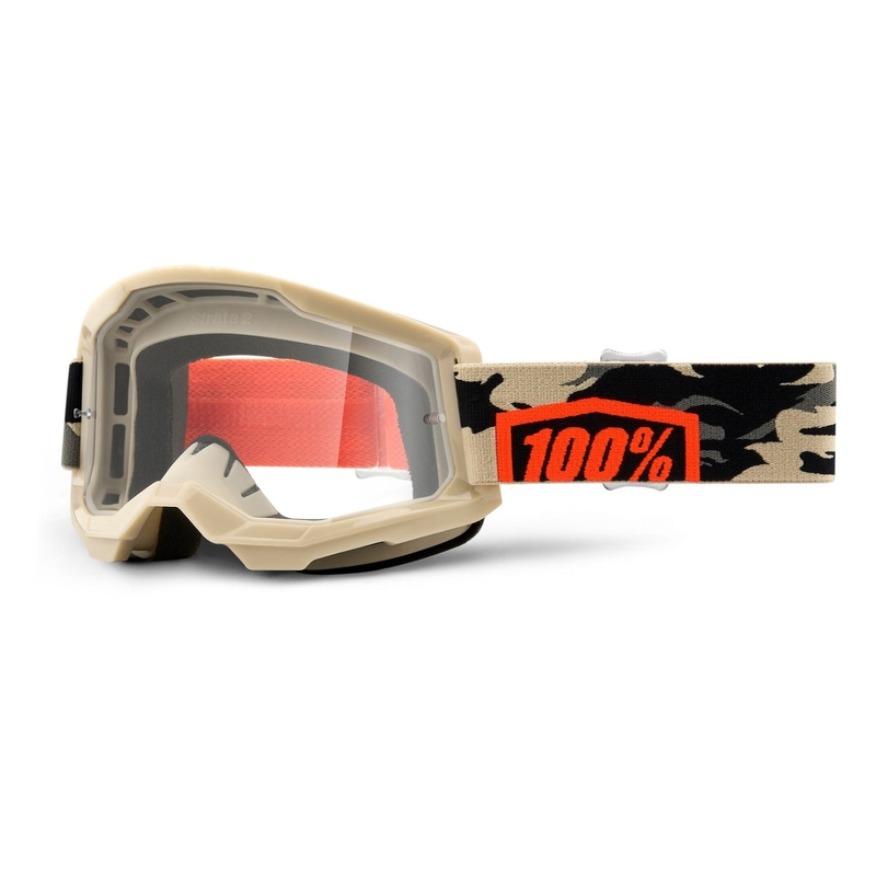 Motokros očala 100% STRATA 2 Kombat beige (prozoren pleksi)
