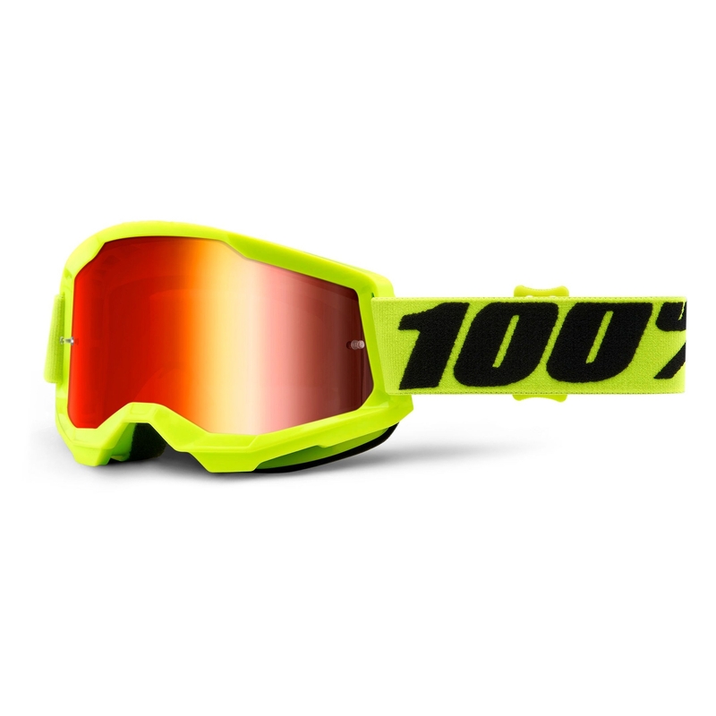 Motokros očala 100% STRATA 2 fluo rumena (rdeča zrcalna pleksi stekla)
