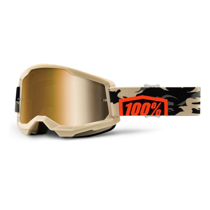 Motokros očala 100% STRATA 2 Kombat - True beige (zlati pleksi)