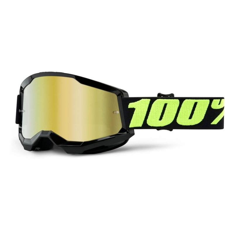 Motokros očala 100% STRATA 2 black (zlata zrcalna pleksi stekla)