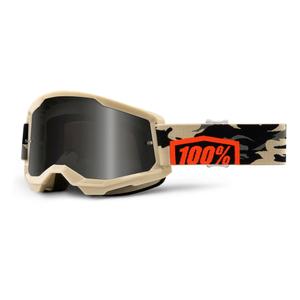 Motokros očala 100% STRATA 2 Sand Kombat beige (dimljena pleksi stekla)