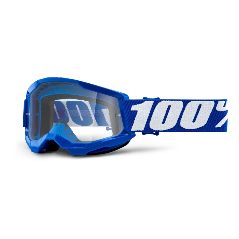 Otroška očala za motokros 100% STRATA 2 modra (prozoren pleksi)