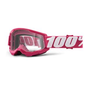 Otroška očala za motokros 100% STRATA 2 roza (prozoren pleksi)