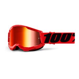 Otroška očala za motokros 100% STRATA 2 rdeča (rdeča zrcalna pleksi stekla)