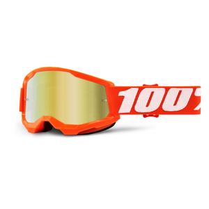 Otroška očala za motokros 100% STRATA 2 oranžna (zlati zrcalni pleksi)