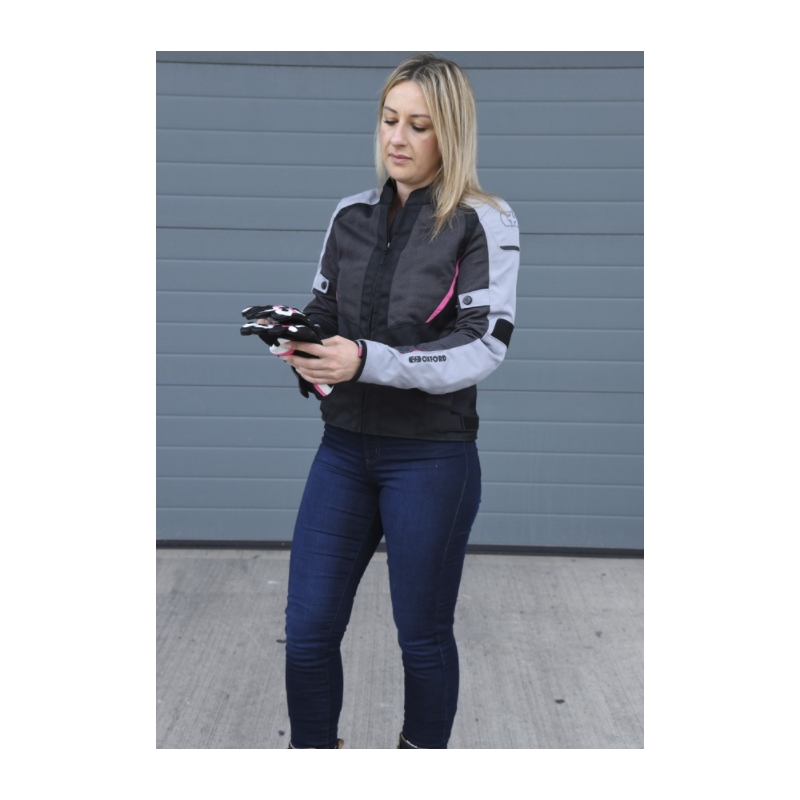 Ženska motoristična jakna Oxford Iota 1.0 Air Black-Grey-Pink