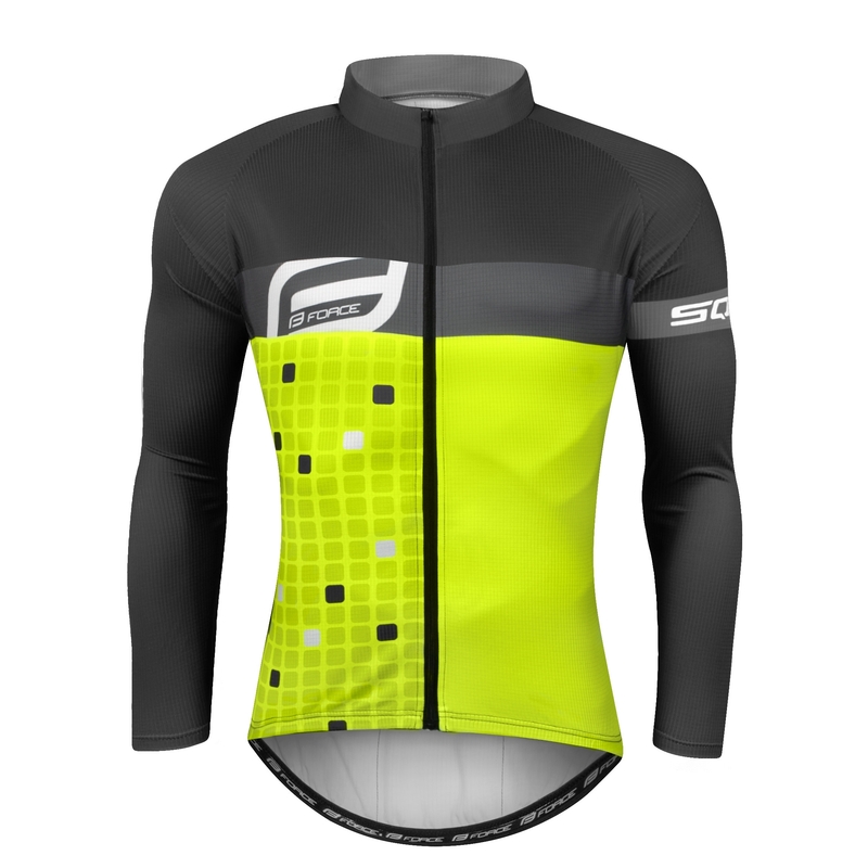 Majica FORCE Square sivo-fluo rumena - dolgi rokavi razprodaja