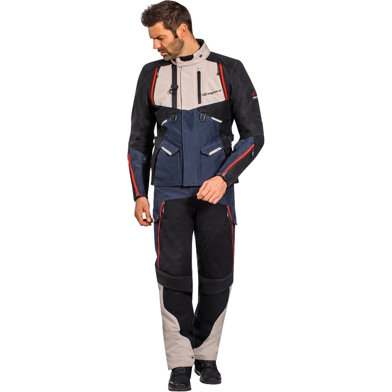 Motoristična jakna IXON Eddas black-blue-beige razprodaja