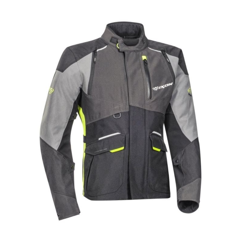 Motoristična jakna IXON Balder sivo-fluo rumena razprodaja