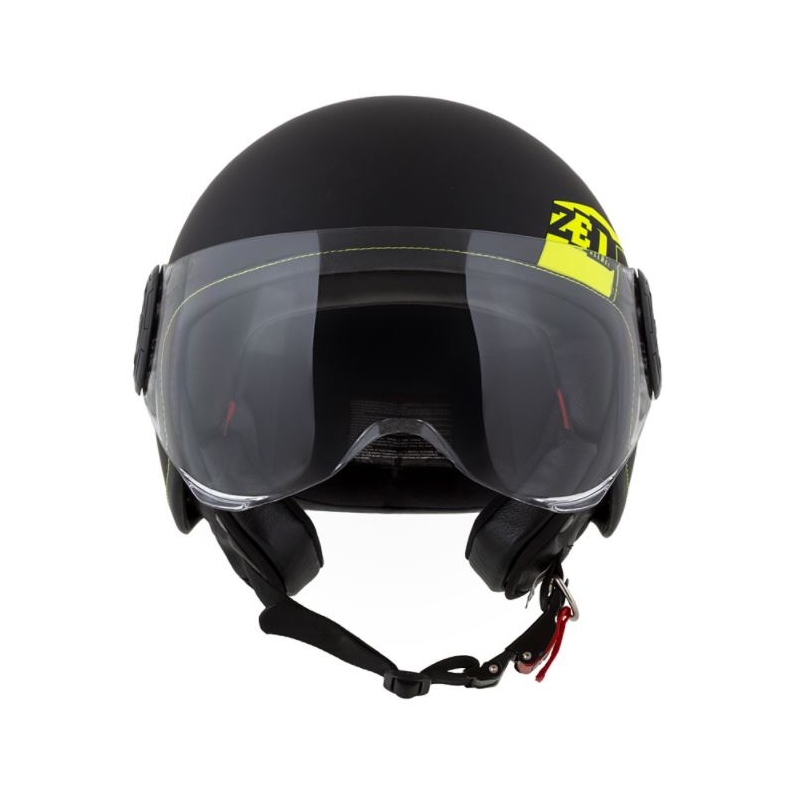 Odprta motoristična čelada ZED C30 črno-fluo rumena mat
