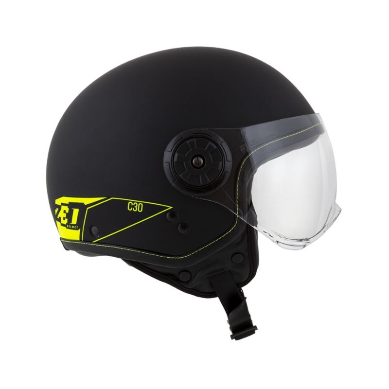 Odprta motoristična čelada ZED C30 črno-fluo rumena mat