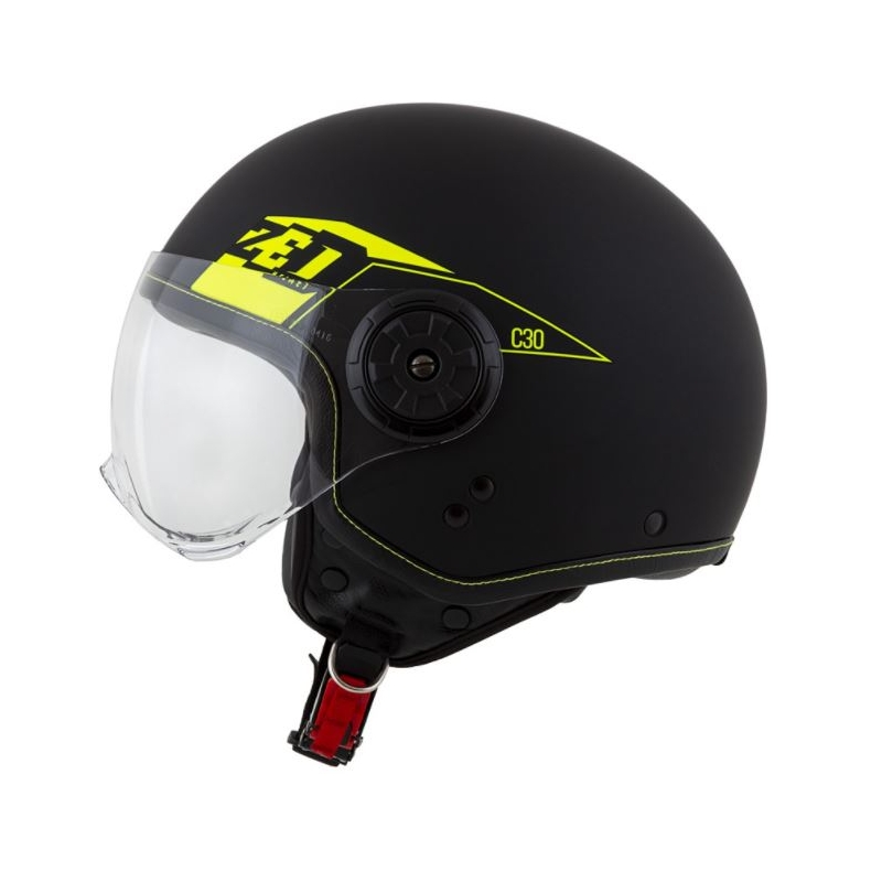 Odprta motoristična čelada ZED C30 črno-fluo rumena mat