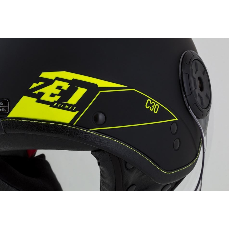 Odprta motoristična čelada ZED C30 črno-fluo rumena mat