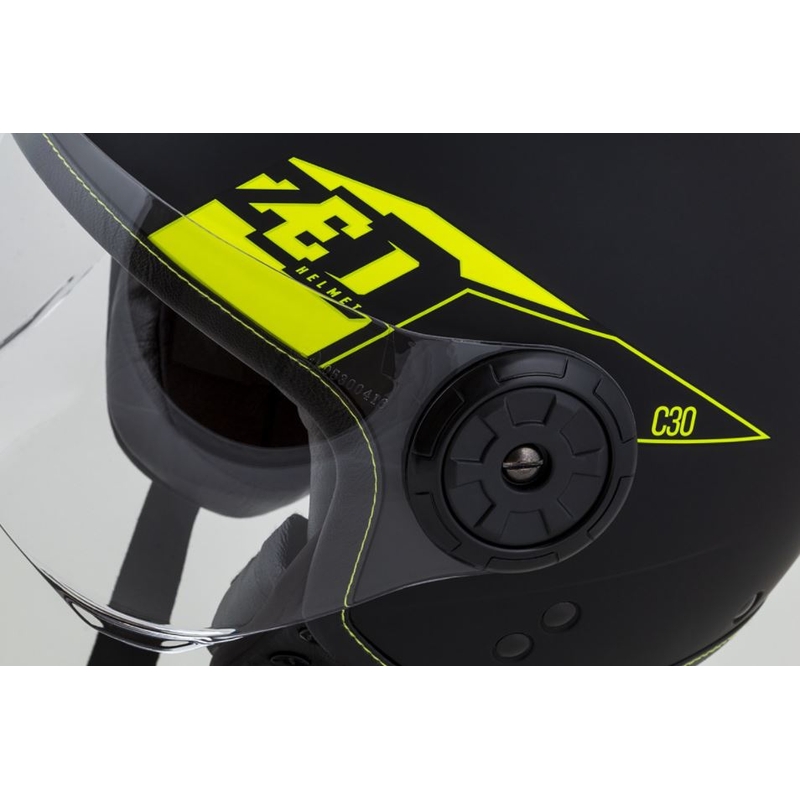 Odprta motoristična čelada ZED C30 črno-fluo rumena mat