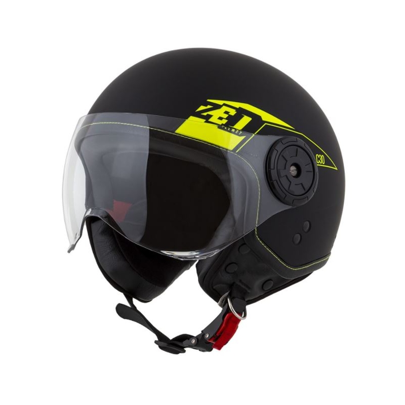 Odprta motoristična čelada ZED C30 črno-fluo rumena mat