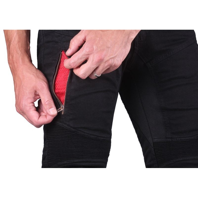 Moto kavbojke Street Racer Stretch II CE črne