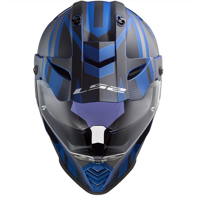 Enduro čelada LS2 MX436 Pioneer EVO Master črna-srebrna-modra