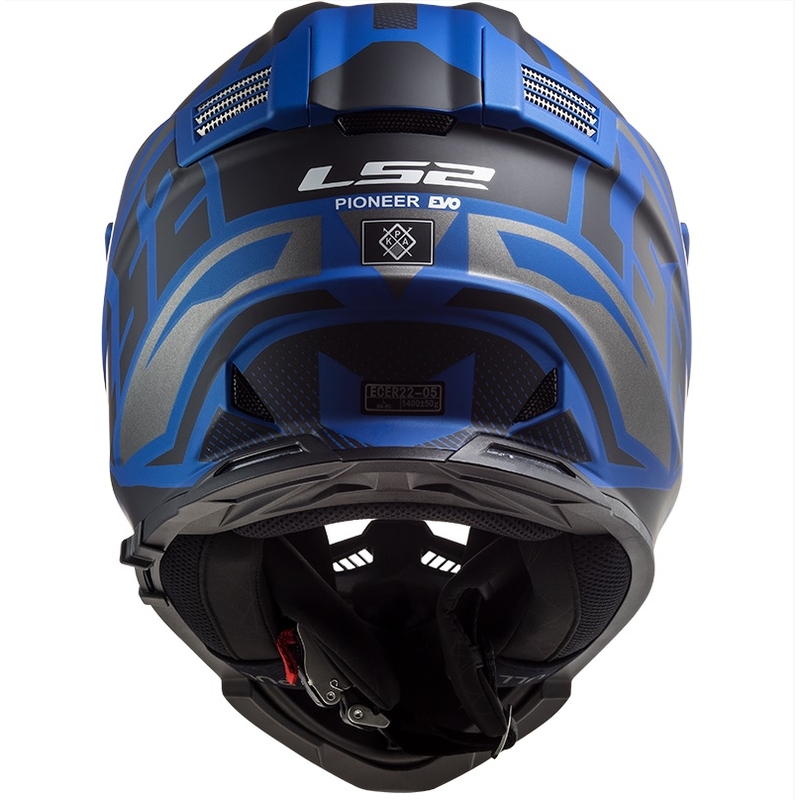 Enduro čelada LS2 MX436 Pioneer EVO Master črna-srebrna-modra