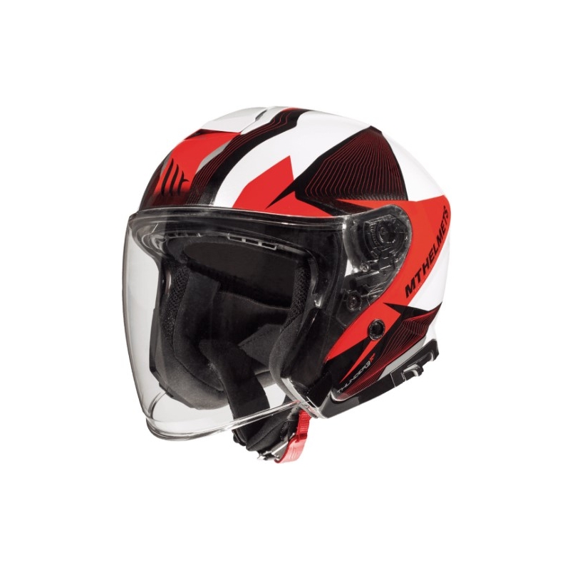 Odprta motoristična čelada MT Thunder 3 SV Wing črno-bela-rdeča - razred II