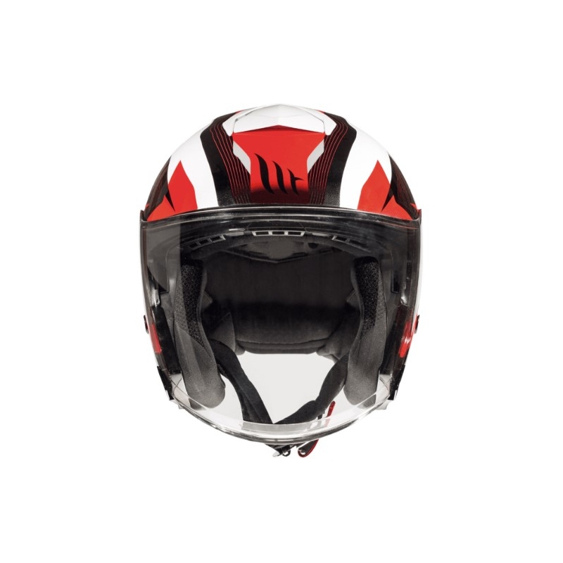 Odprta motoristična čelada MT Thunder 3 SV Wing črno-bela-rdeča - razred II