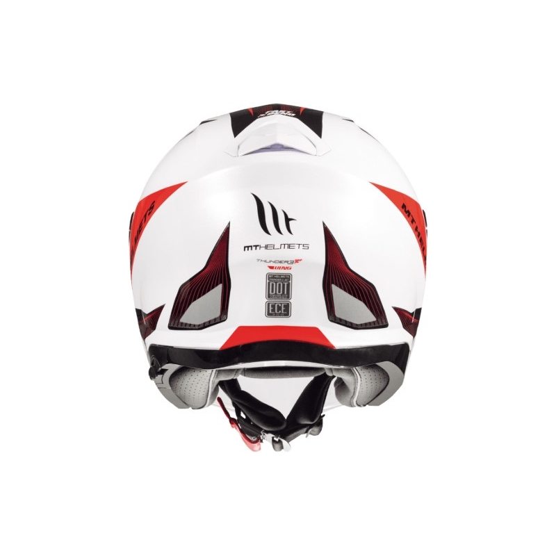 Odprta motoristična čelada MT Thunder 3 SV Wing črno-bela-rdeča - razred II