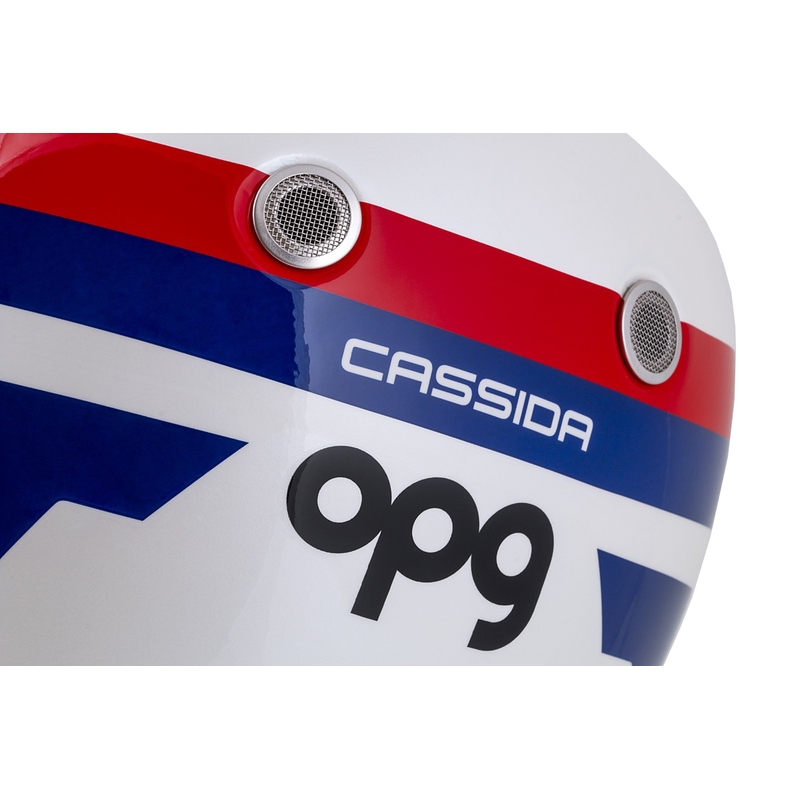 Cassida Fibre OPG integralna motoristična čelada belo-modro-rdeča
