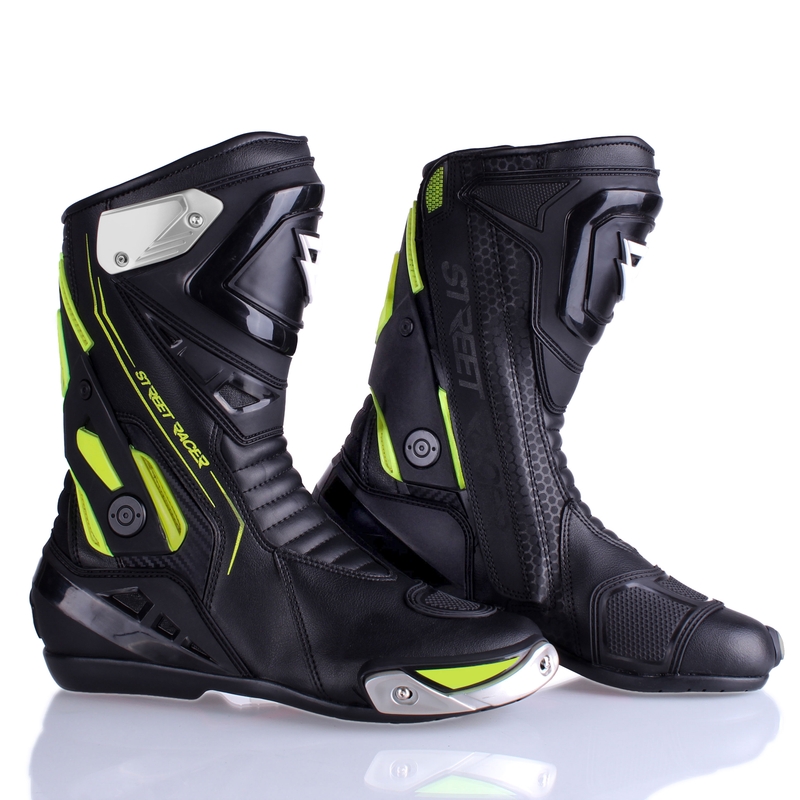 Moto škornji Street Racer GTR črno-fluo rumeni
