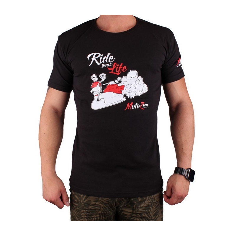 Majica s motivom MotoZem Ride your life črna