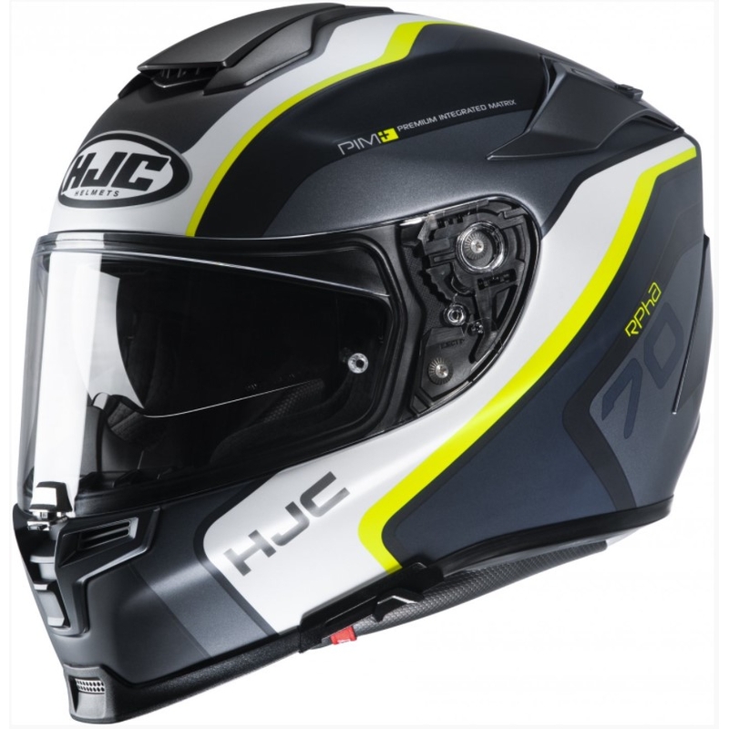 Integralna motoristična čelada HJC RPHA 70 Kroon MC4HSF sivo-belo-rumena