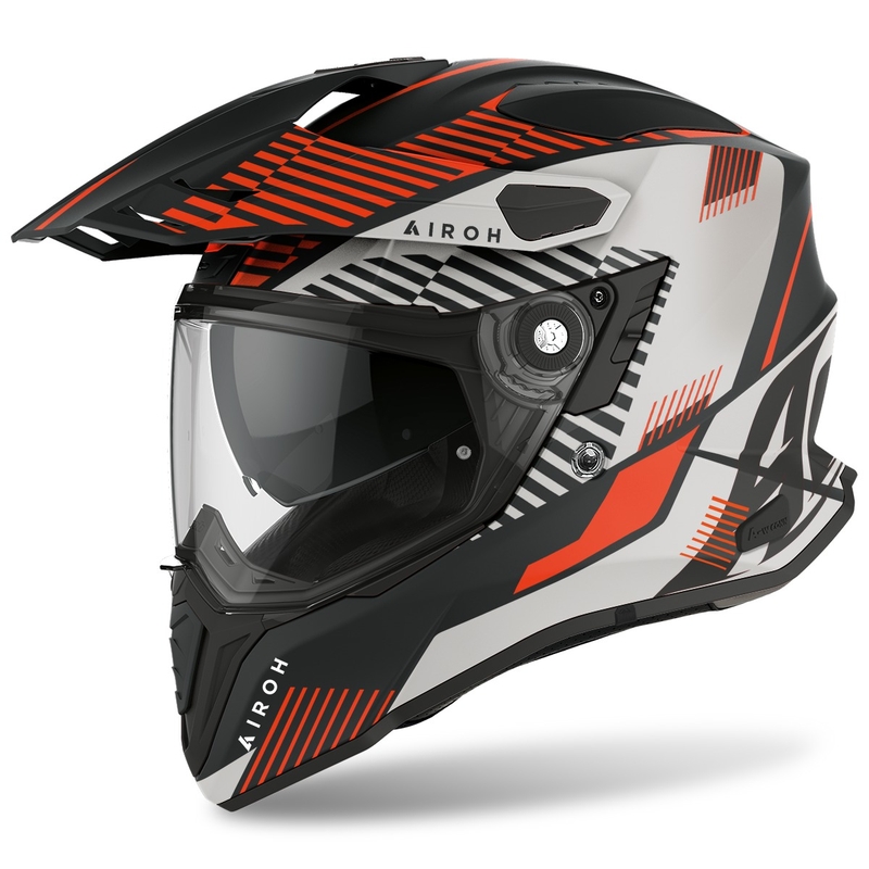Enduro čelada Airoh Commander Boost 2022 črno-bela-oranžna mat razprodaja