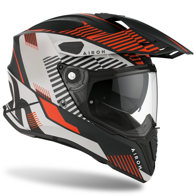 Enduro čelada Airoh Commander Boost 2022 črno-bela-oranžna mat razprodaja