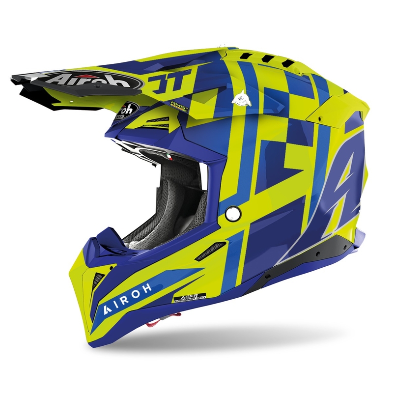 Motokros čelada Airoh Aviator 3.0 TC21 2022 blue-fluo yellow glossy razprodaja