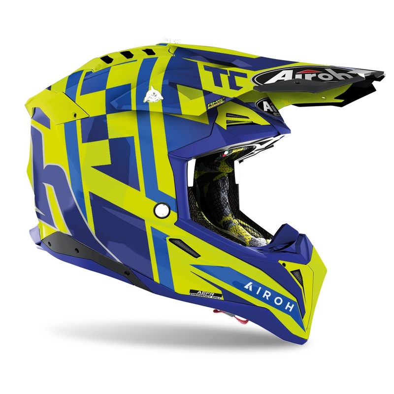 Motokros čelada Airoh Aviator 3.0 TC21 2022 blue-fluo yellow glossy razprodaja