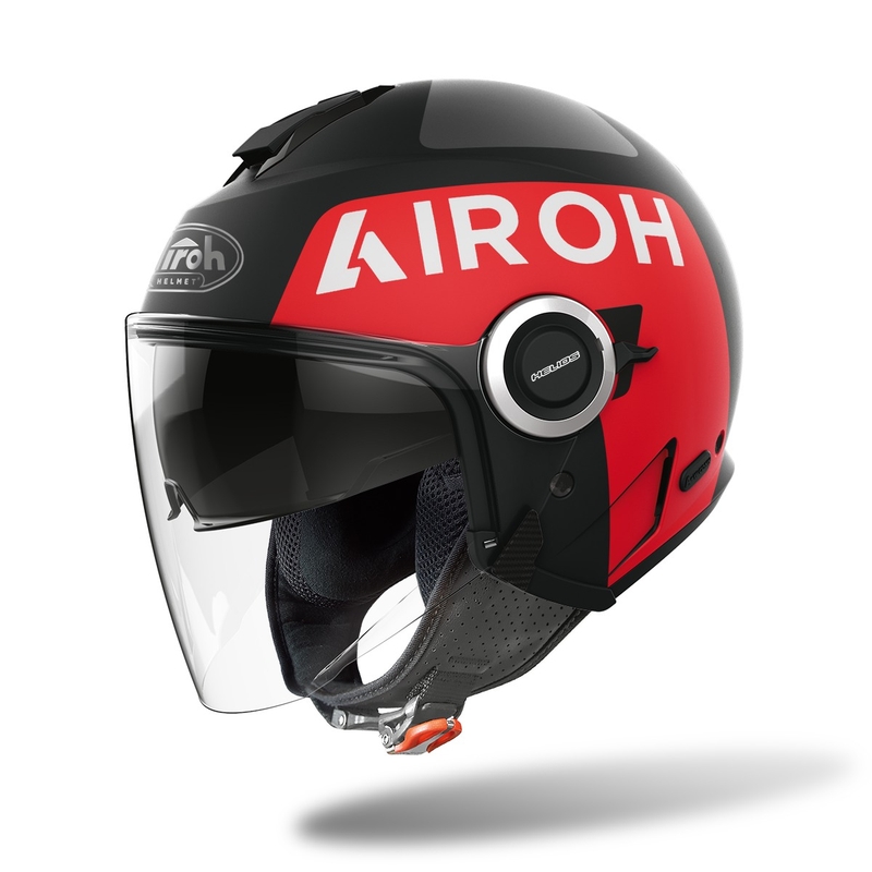 Odprta motoristična čelada Airoh Helios Up 2022 rdeče-črna