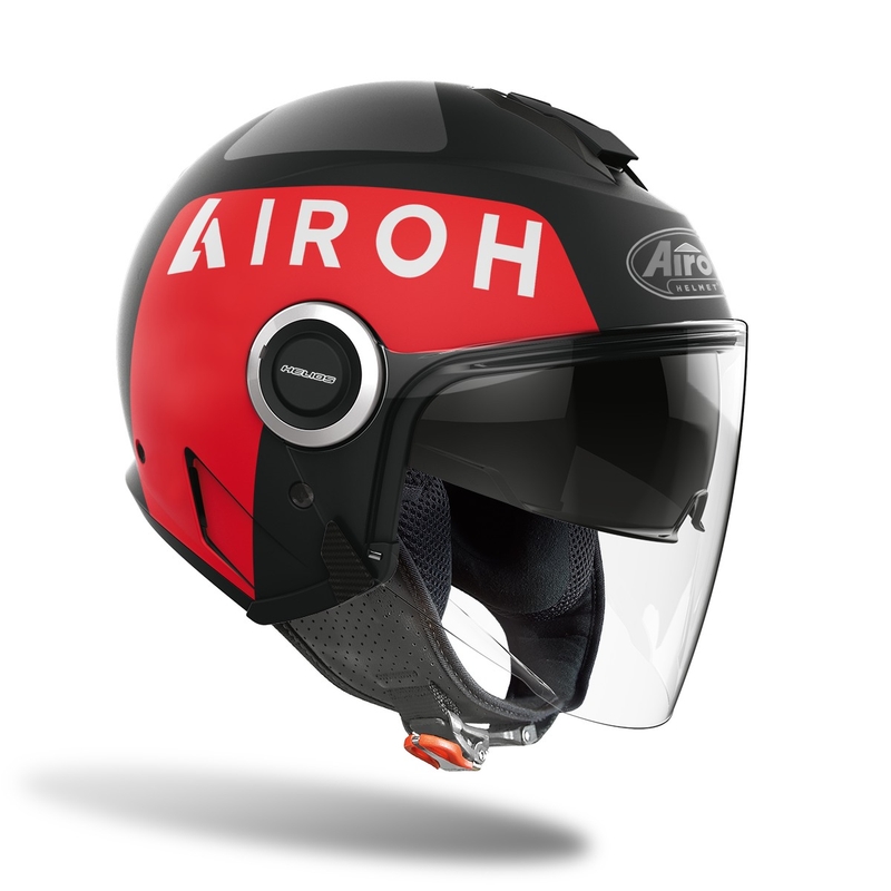 Odprta motoristična čelada Airoh Helios Up 2022 rdeče-črna