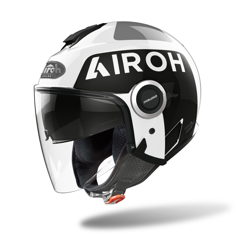 Odprta motoristična čelada Airoh Helios Up 2022 črno-bela