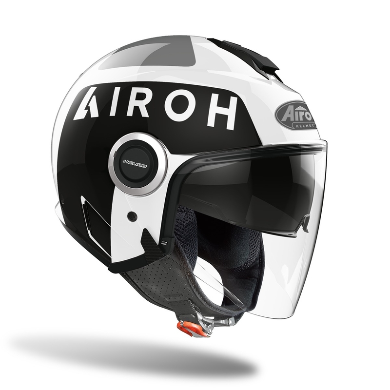 Odprta motoristična čelada Airoh Helios Up 2022 črno-bela