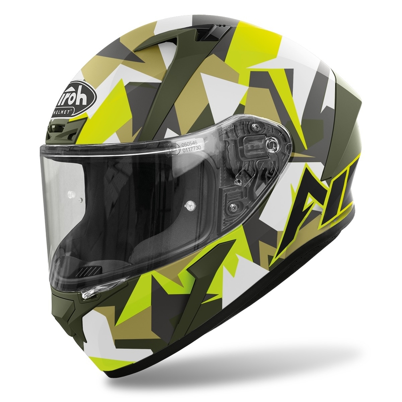 Integralna motoristična čelada Airoh Valor Army 2022 white-khaki-fluo green